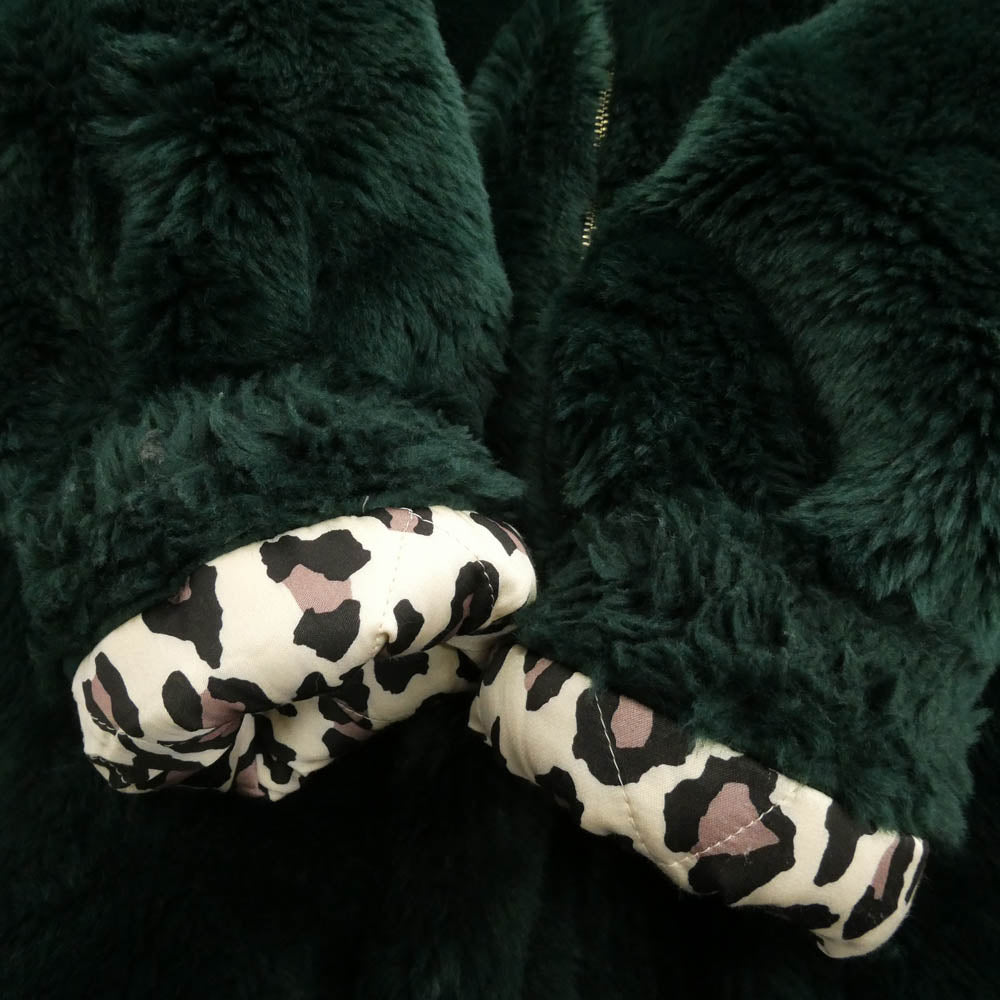 WACKO MARIA ワコマリア 21AW Fur COACH Jacket 裏地レオパード 中綿 ファー コーチ ジャケット グリーン系 L【中古】