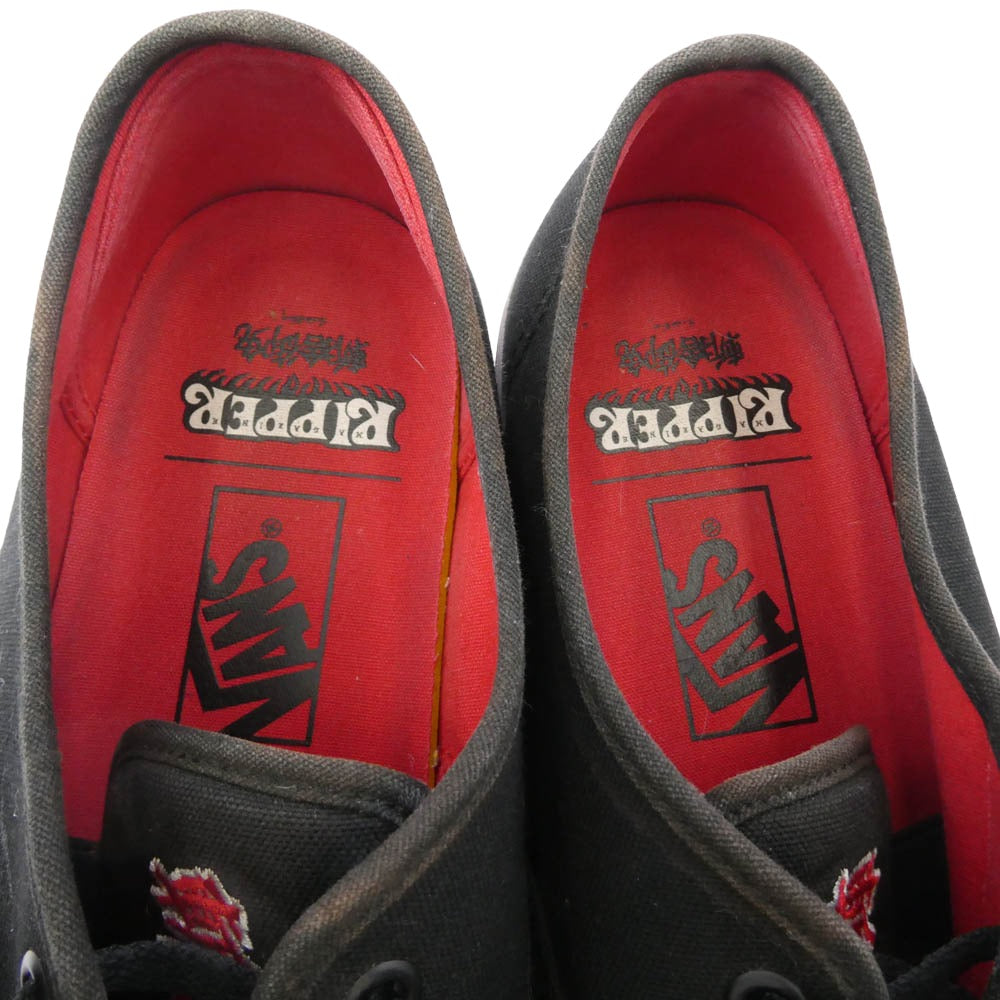 VANS バンズ ×RIPPER MAGAZINE Authentic×リッパーマガジン オーセンティック 斬捨御免 ファイヤーパターン ローカットスニーカー ブラック系 29cm【中古】