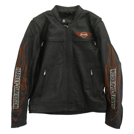 HARLEY DAVIDSON ハーレーダビッドソン PIGSKIN 豚革 シングル ライダース ジャケット ブラック系 M【中古】