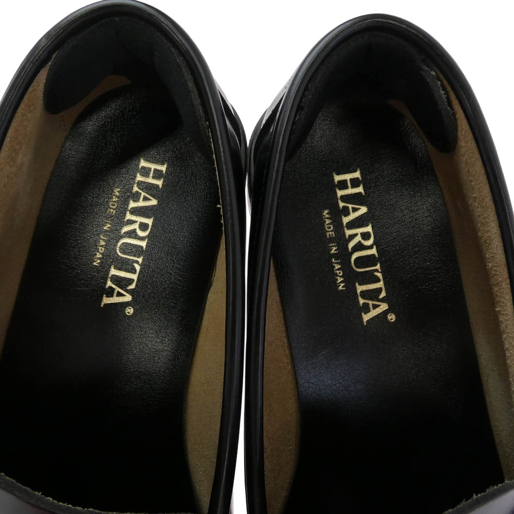 ハルタ 9064 ワイド コイン ローファー シューズ ブラック系 26cm【中古】