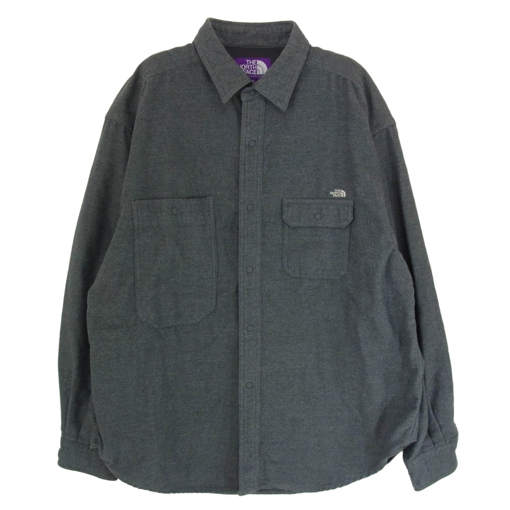 THE NORTH FACE ノースフェイス NT3265N PURPLE LABEL パープル レーベル Flannel Field Work Shirt フランネル フィールド ワーク 長袖シャツ グレー系 M【中古】