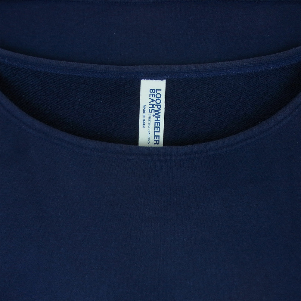 LOOPWHEELER ループウィラー BEAMS PLUS 別注 ビームス Sweat Boat Neck ボートネック スウェット トレーナー ネイビー系 L【中古】