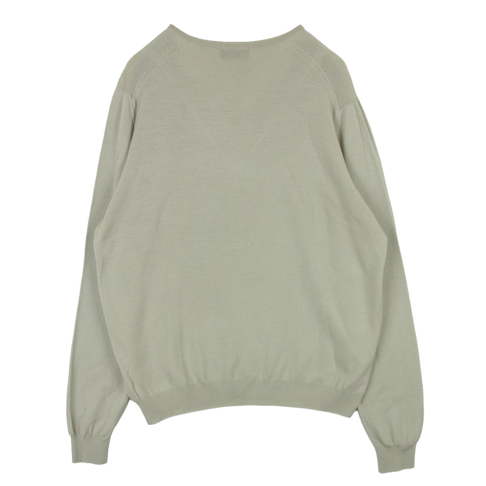 JOHN SMEDLEY ジョンスメドレー メリノウール 24G Vネック ニット セーター グレイッシュベージュ系 L【中古】