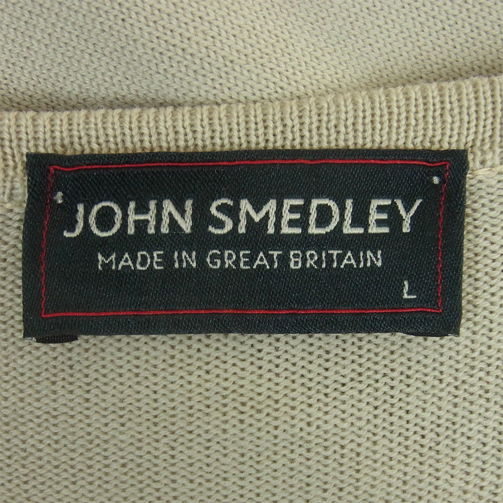 JOHN SMEDLEY ジョンスメドレー メリノウール 24G Vネック ニット セーター グレイッシュベージュ系 L【中古】