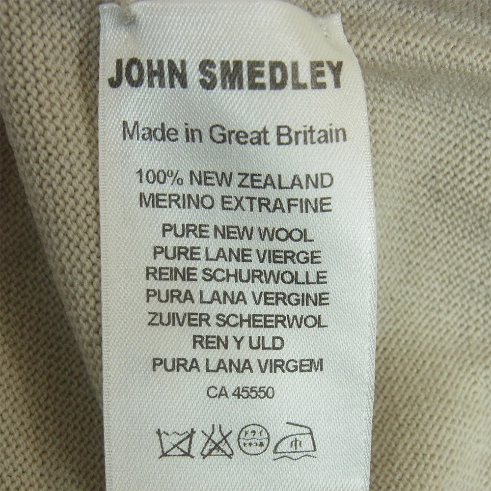 JOHN SMEDLEY ジョンスメドレー メリノウール 24G Vネック ニット セーター グレイッシュベージュ系 L【中古】