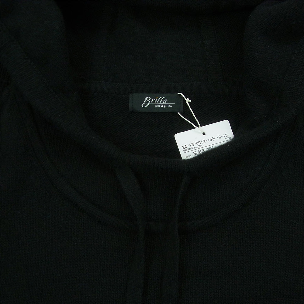 ブリッラ ペル イル グスト BEAMS ビームス カシミヤ混 ニット フーディー パーカー ブラック系 M【極上美品】【中古】