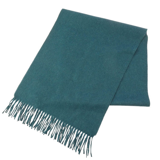 ザイノウエブラザーズ TIB-ALAC2001ML Brushed Scarf ウール スカーフ フリンジ マフラー 青緑系【極上美品】【中古】