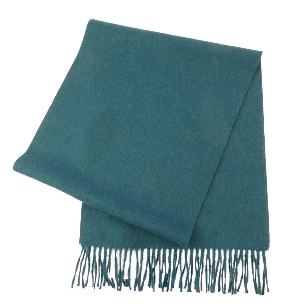 ザイノウエブラザーズ TIB-ALAC2001ML Brushed Scarf ウール スカーフ フリンジ マフラー 青緑系【極上美品】【中古】