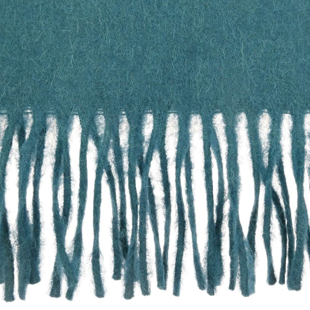 ザイノウエブラザーズ TIB-ALAC2001ML Brushed Scarf ウール スカーフ フリンジ マフラー 青緑系【極上美品】【中古】