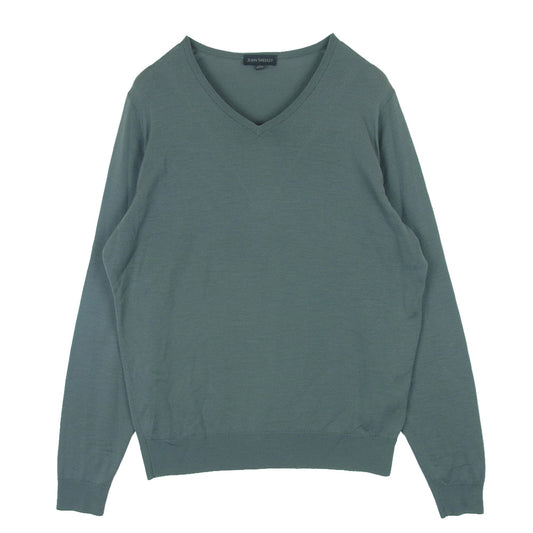 JOHN SMEDLEY ジョンスメドレー ウール 30G Vネック ニット セーター イギリス製 グレー系 L【中古】