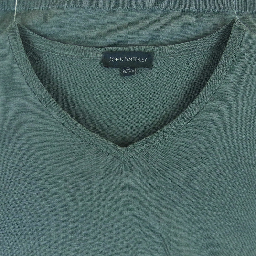 JOHN SMEDLEY ジョンスメドレー ウール 30G Vネック ニット セーター イギリス製 グレー系 L【中古】