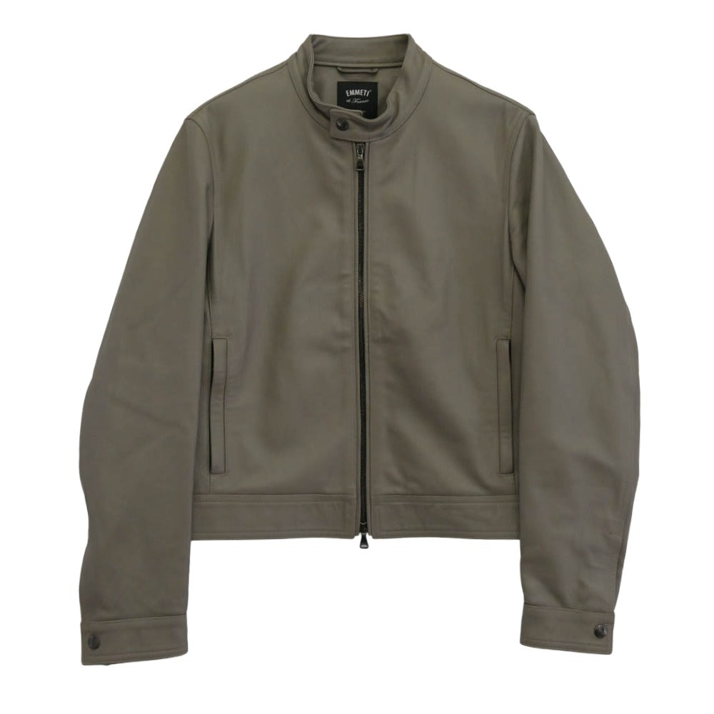 EMMETI エンメティ JURI ラムスキン シングル ライダース レザー ジャケット グレー系 48【中古】