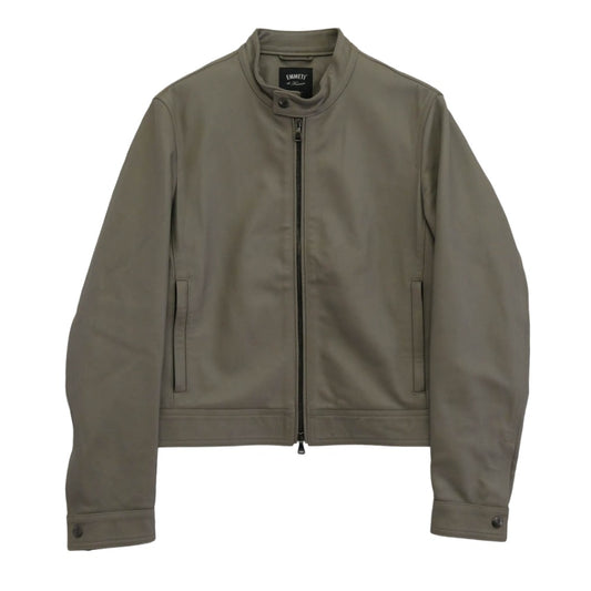 EMMETI エンメティ JURI ラムスキン シングル ライダース レザー ジャケット グレー系 48【中古】