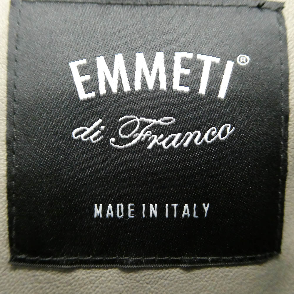 EMMETI エンメティ JURI ラムスキン シングル ライダース レザー ジャケット グレー系 48【中古】