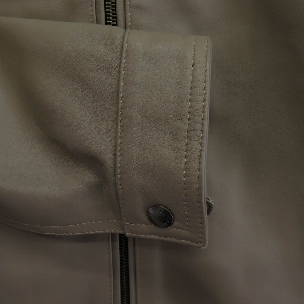 EMMETI エンメティ JURI ラムスキン シングル ライダース レザー ジャケット グレー系 48【中古】