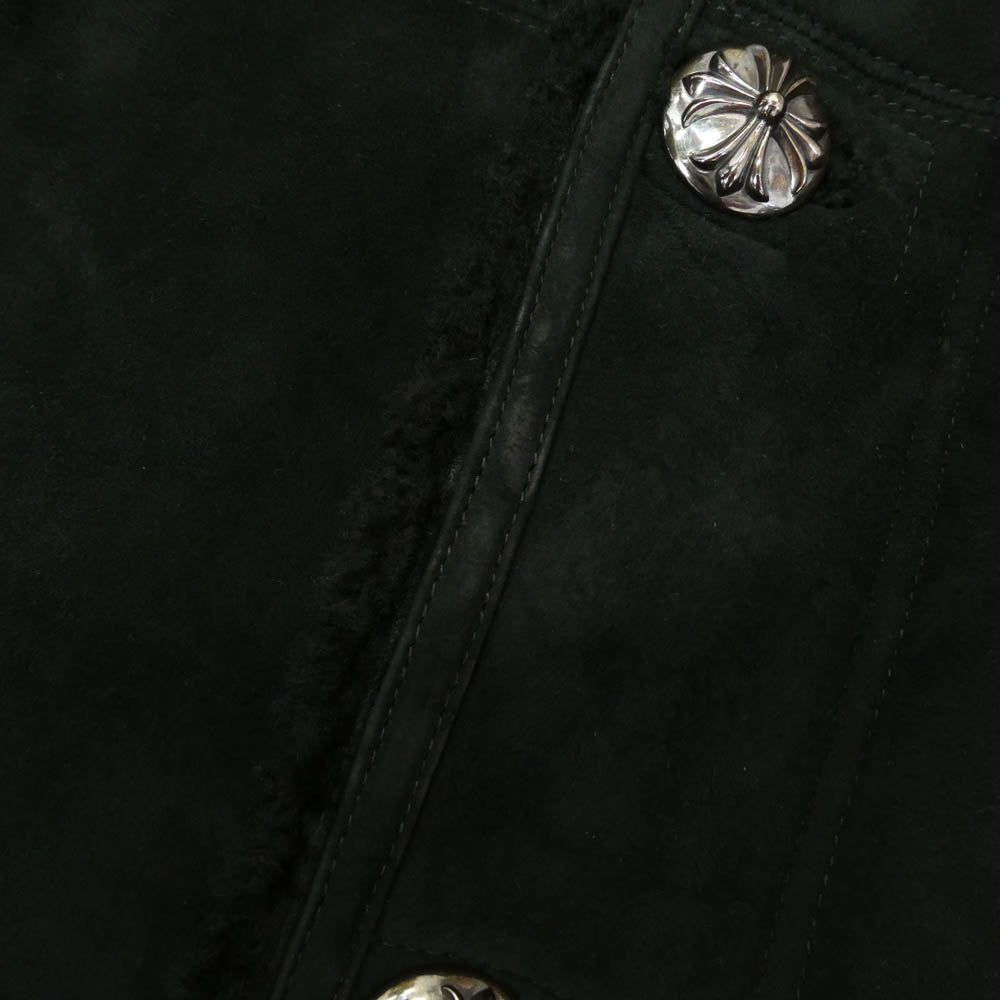 CHROME HEARTS クロムハーツ（原本無） RNCH SHRLNG VJ ムートン レザー コート ブラック系 S【中古】