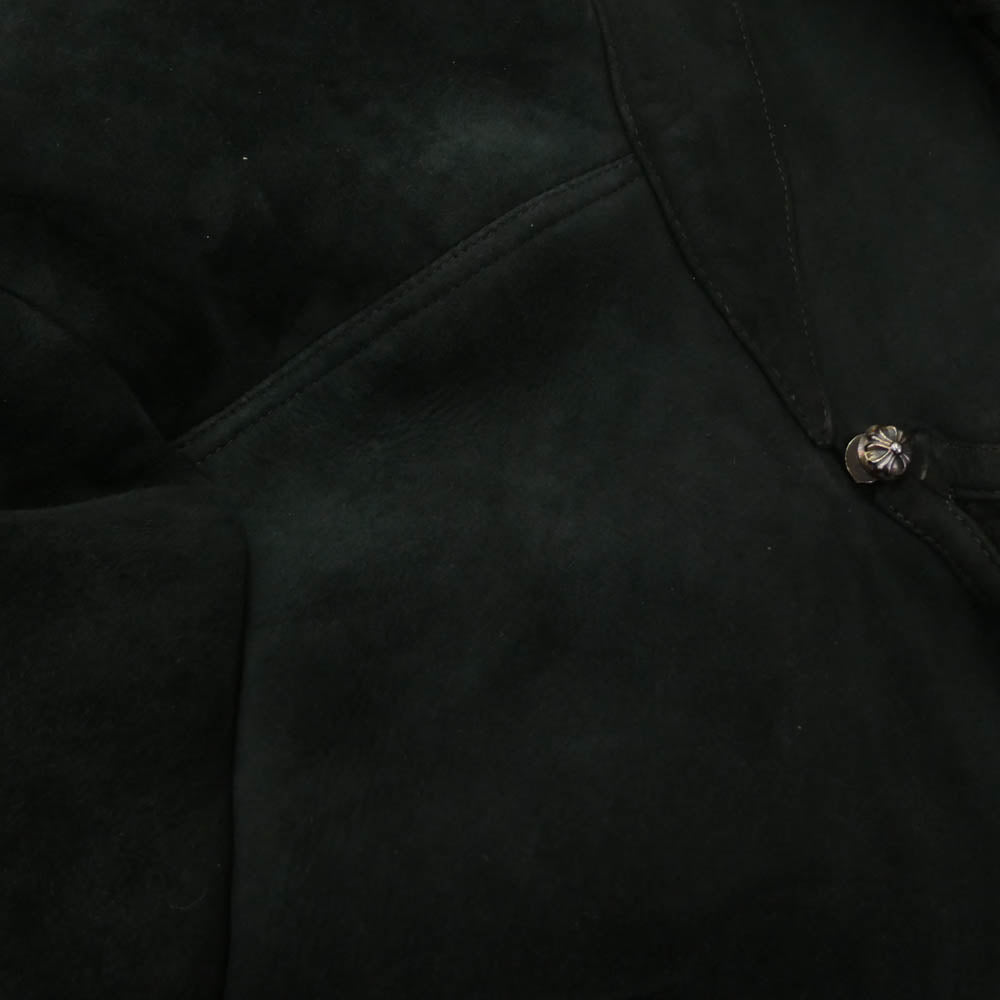 CHROME HEARTS クロムハーツ（原本無） RNCH SHRLNG VJ ムートン レザー コート ブラック系 S【中古】
