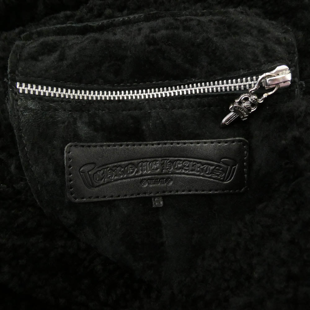 CHROME HEARTS クロムハーツ（原本無） RNCH SHRLNG VJ ムートン レザー コート ブラック系 S【中古】