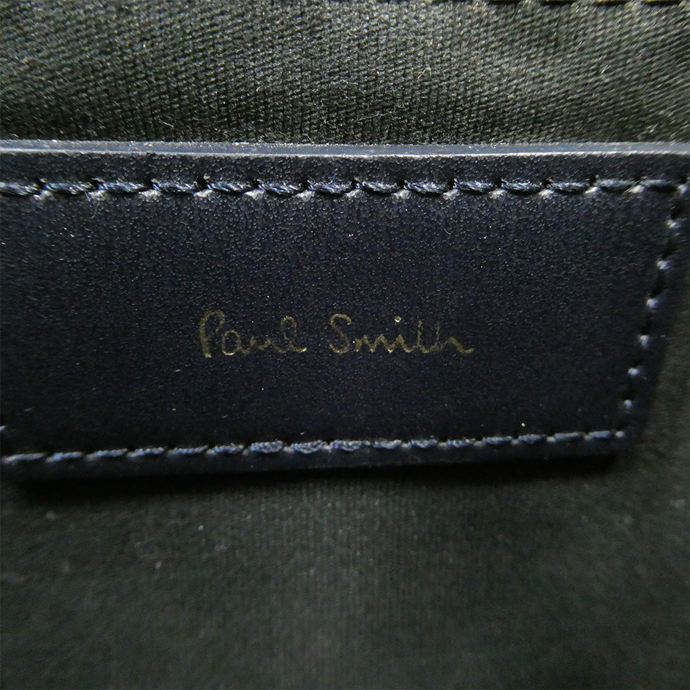 Paul Smith ポール・スミス 2Way Leather Shoulder Bag レザー ショルダー クラッチ セカンド バッグ ブラック系【中古】