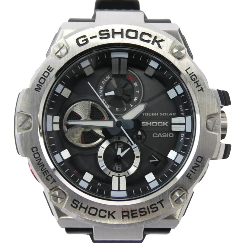 CASIO G-SHOCK カシオ ジーショック GST-B100-1AJF G-STEEL ブラック文字盤 樹脂 SS タフソーラー モバイルリンク Bluetooth 腕時計 ブラック系 シルバー系【中古】