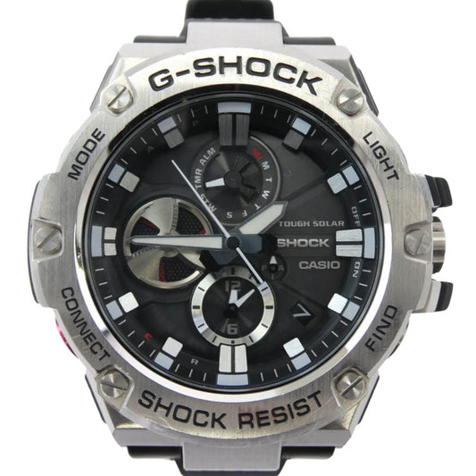 CASIO G-SHOCK カシオ ジーショック GST-B100-1AJF G-STEEL ブラック文字盤 樹脂 SS タフソーラー モバイルリンク Bluetooth 腕時計 ブラック系 シルバー系【中古】