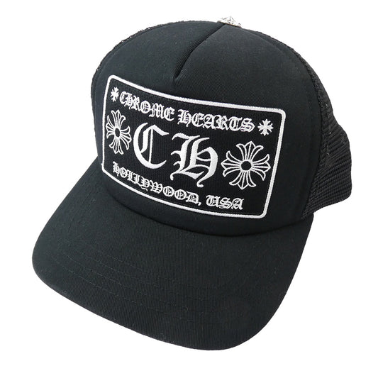 CHROME HEARTS クロムハーツ（原本無） TRUCKER CAP クロスボール CHロゴパッチ メッシュ トラッカー キャップ 帽子 ブラック ブラック系 シルバー系【中古】