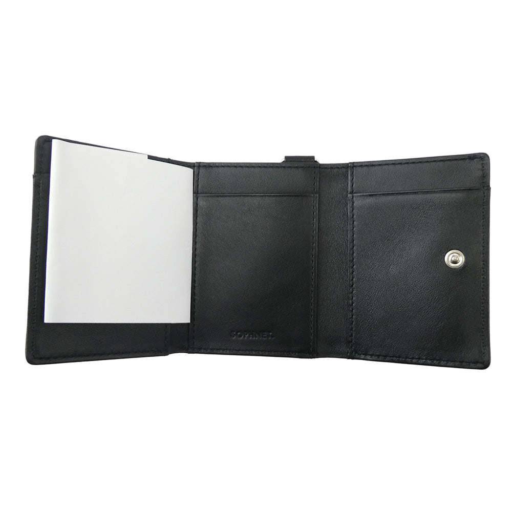 SOPHNET. ソフネット 24AW SOPH-242089 LEATHER SMALL WALLET BEIGE レザー スモール ウォレット 三つ折り財布 ブラック系【新古品】【未使用】【中古】