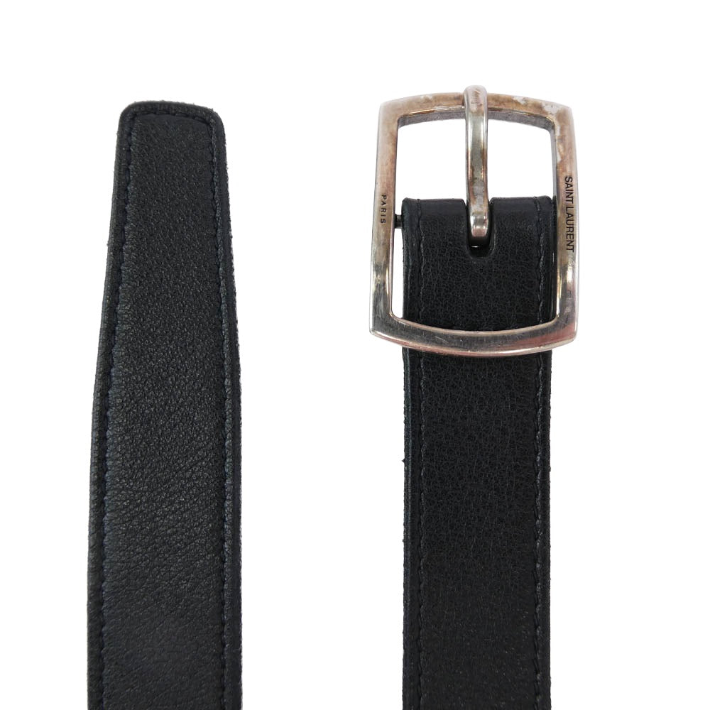 SAINT LAURENT サンローラン レザー ナローベルト ブラック系【中古