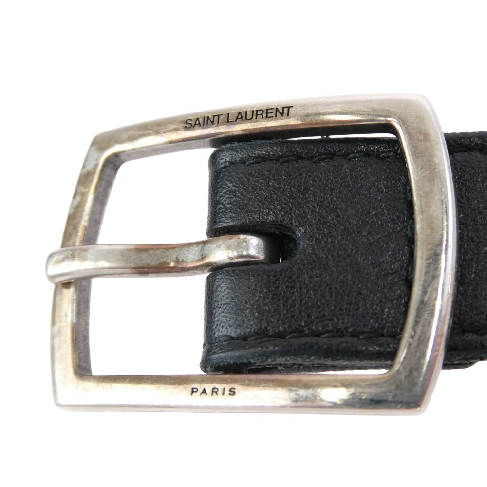SAINT LAURENT サンローラン レザー ナローベルト ブラック系【中古】