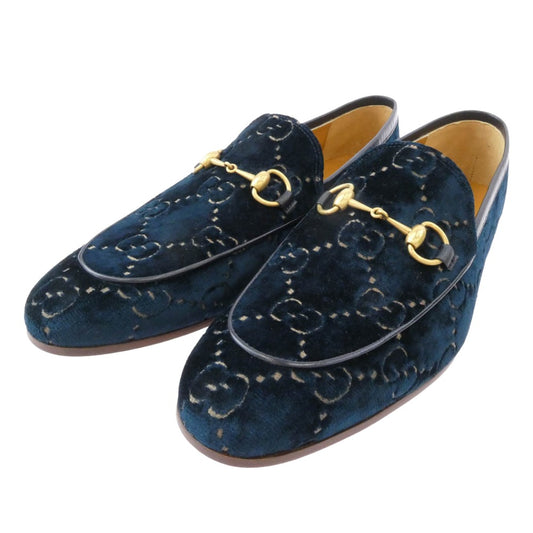 GUCCI グッチ 430088 ヨルダーン ベルベット ローファー ブルー系 10.5【極上美品】【中古】