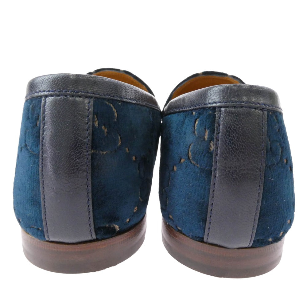GUCCI グッチ 430088 ヨルダーン ベルベット ローファー ブルー系 10.5【極上美品】【中古】