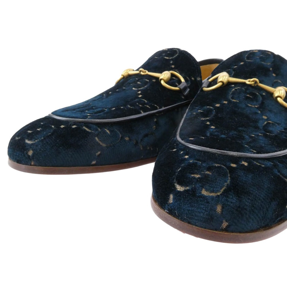 GUCCI グッチ 430088 ヨルダーン ベルベット ローファー ブルー系 10.5【極上美品】【中古】