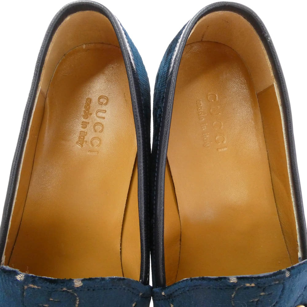 GUCCI グッチ 430088 ヨルダーン ベルベット ローファー ブルー系 10.5【極上美品】【中古】