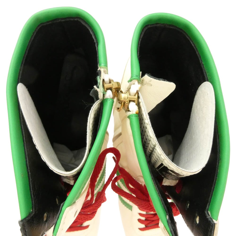 GUCCI グッチ 714871 × adidas アディダス スリーストライプス レザー レースアップ サイドジップ アンクルブーツ ホワイト系 グリーン系 11【中古】
