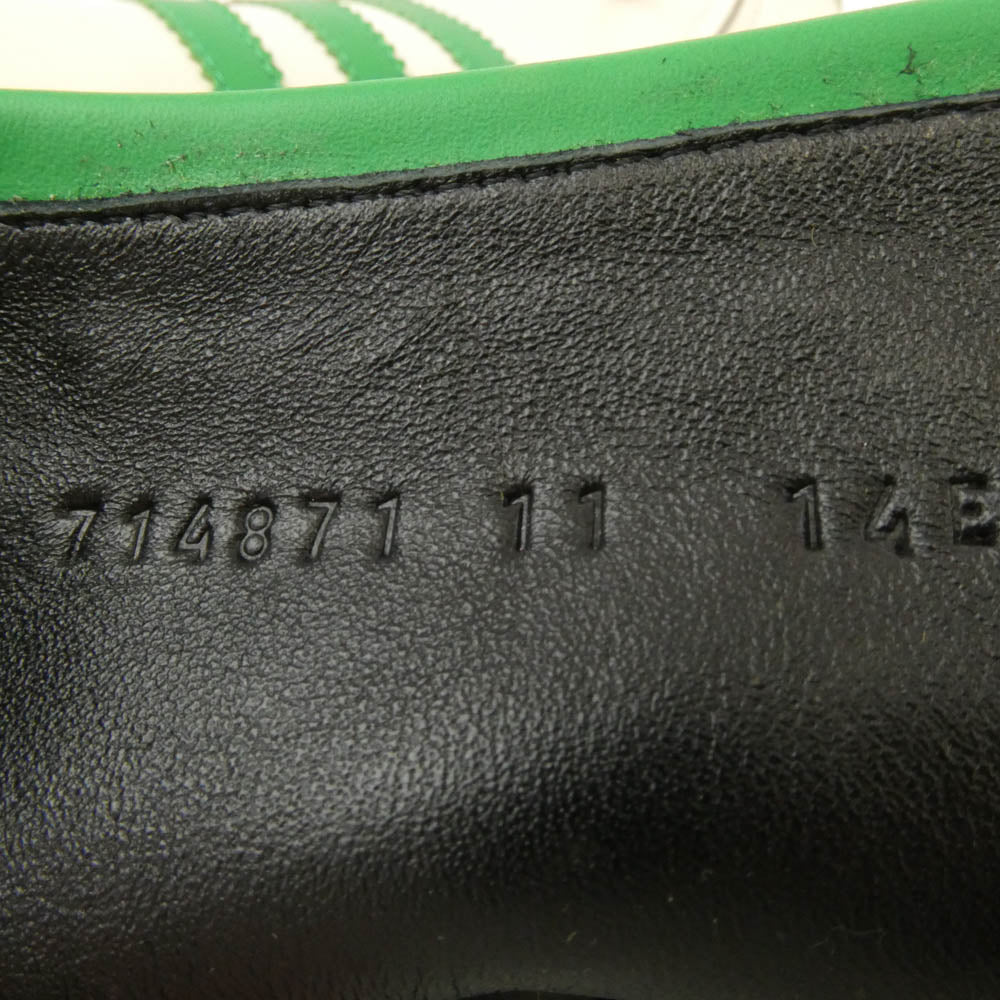 GUCCI グッチ 714871 × adidas アディダス スリーストライプス レザー レースアップ サイドジップ アンクルブーツ ホワイト系 グリーン系 11【中古】