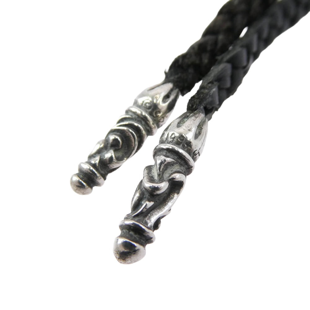 CHROME HEARTS クロムハーツ（原本無） LEATHER BRAID SCROLL スクロールチップ レザーブレイド レザーブレード ネックレス ブラック系【中古】