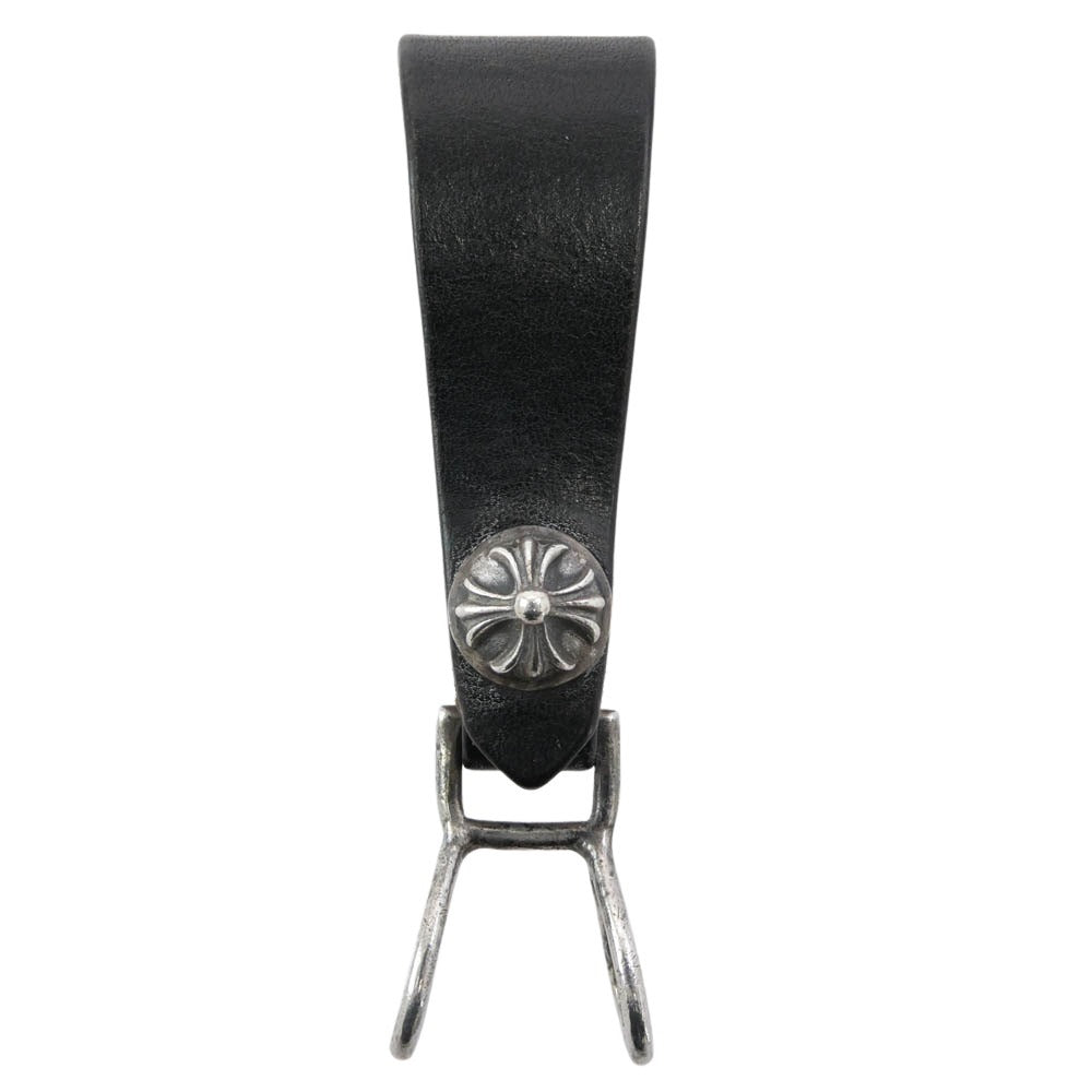 CHROME HEARTS クロムハーツ（原本無） BELT LOOP クロスボール レザー ベルトループ ブラック系 シルバー系【中古】