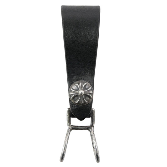 CHROME HEARTS クロムハーツ（原本無） BELT LOOP クロスボール レザー ベルトループ ブラック系 シルバー系【中古】