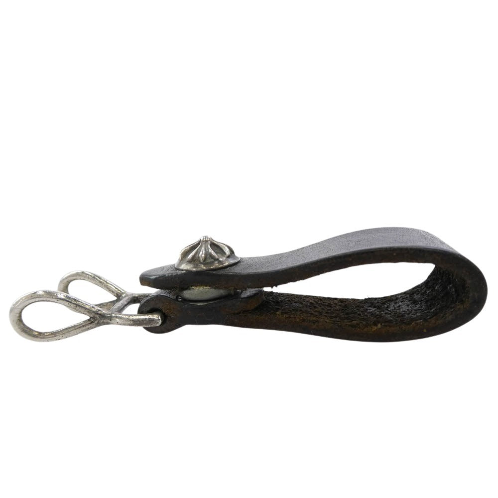 CHROME HEARTS クロムハーツ（原本無） BELT LOOP クロスボール レザー ベルトループ ブラック系 シルバー系【中古】