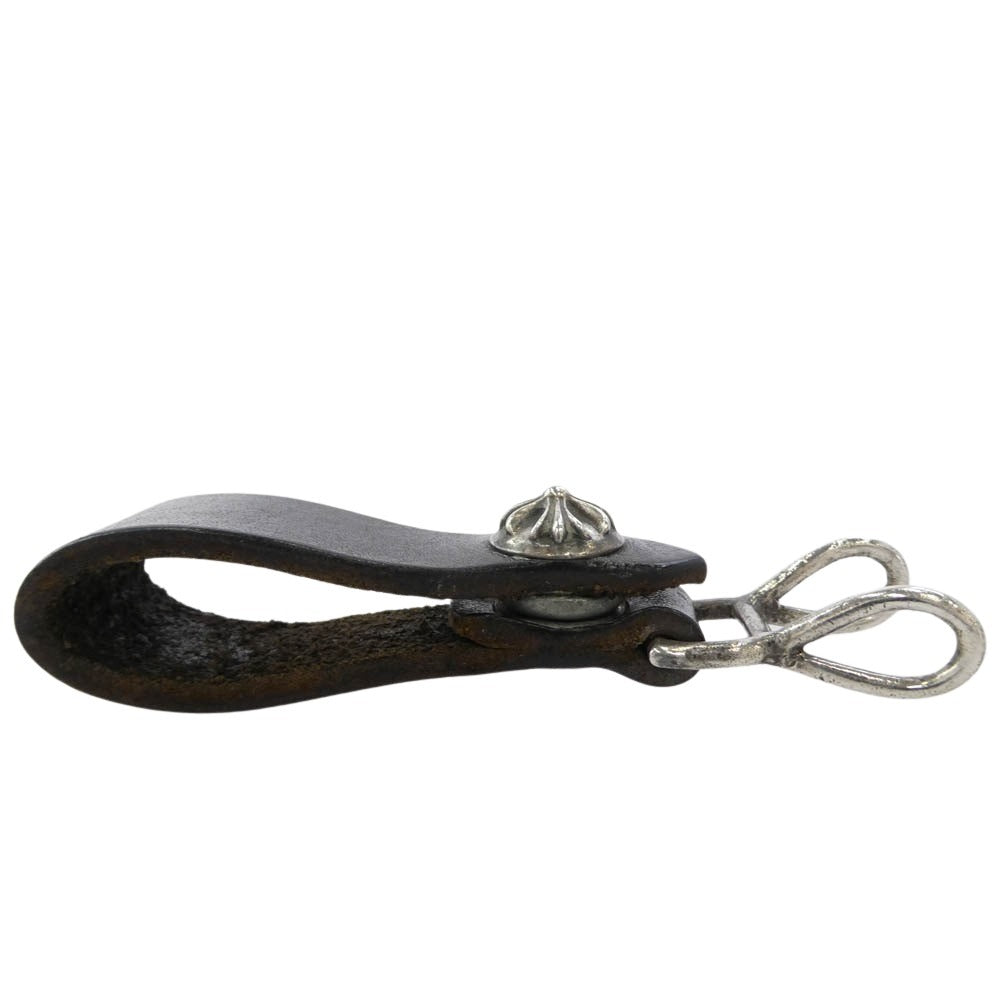 CHROME HEARTS クロムハーツ（原本無） BELT LOOP クロスボール レザー ベルトループ ブラック系 シルバー系【中古】