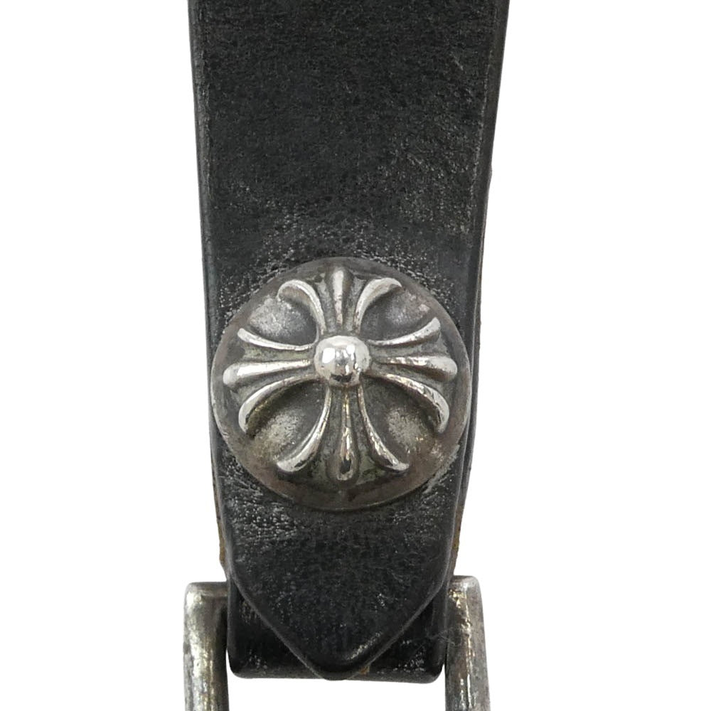 CHROME HEARTS クロムハーツ（原本無） BELT LOOP クロスボール レザー ベルトループ ブラック系 シルバー系【中古】