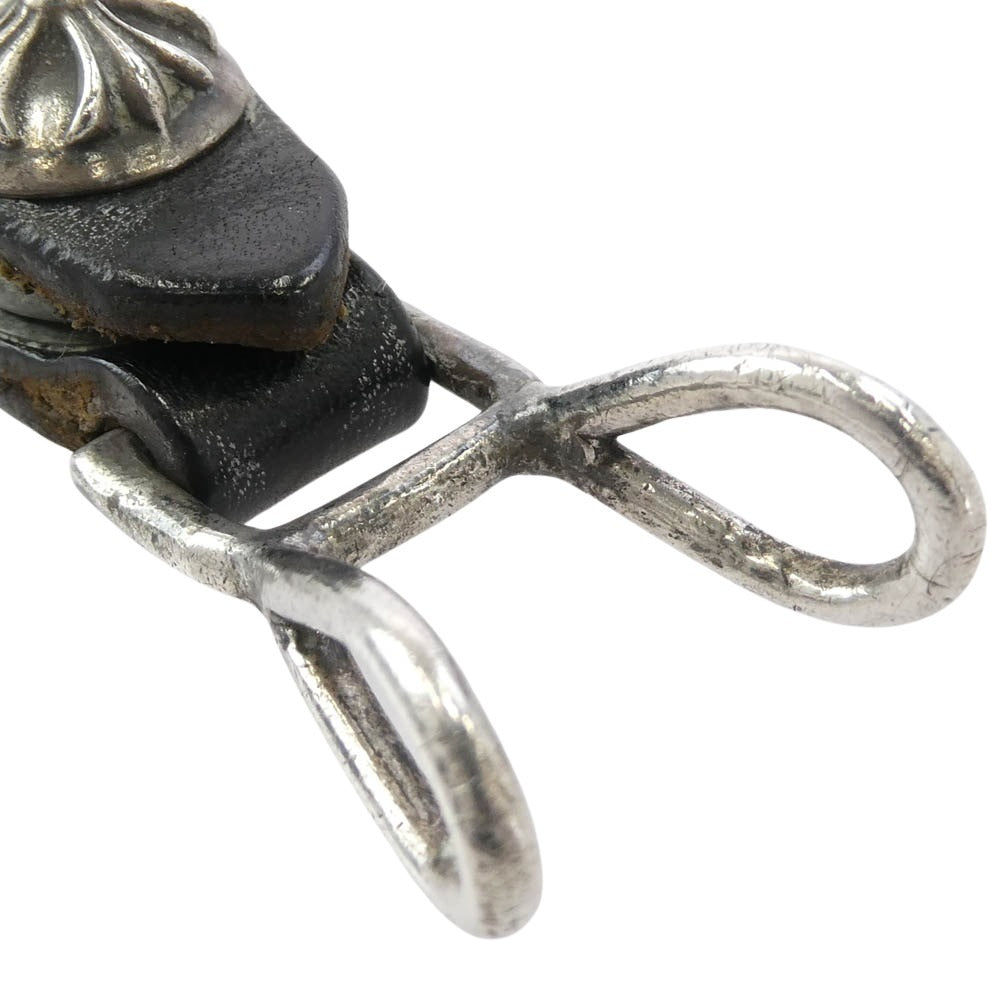 CHROME HEARTS クロムハーツ（原本無） BELT LOOP クロスボール レザー ベルトループ ブラック系 シルバー系【中古】