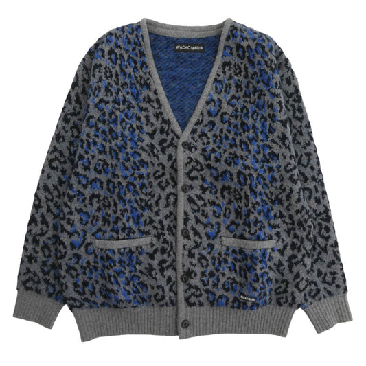 WACKO MARIA ワコマリア 25AW 25FW-WMK-KN08 LEOPARD MOHAIR JACQUARD KNIT CARDIGAN レオパード モヘア ニット カーディガン グレー系 XL【美品】【中古】