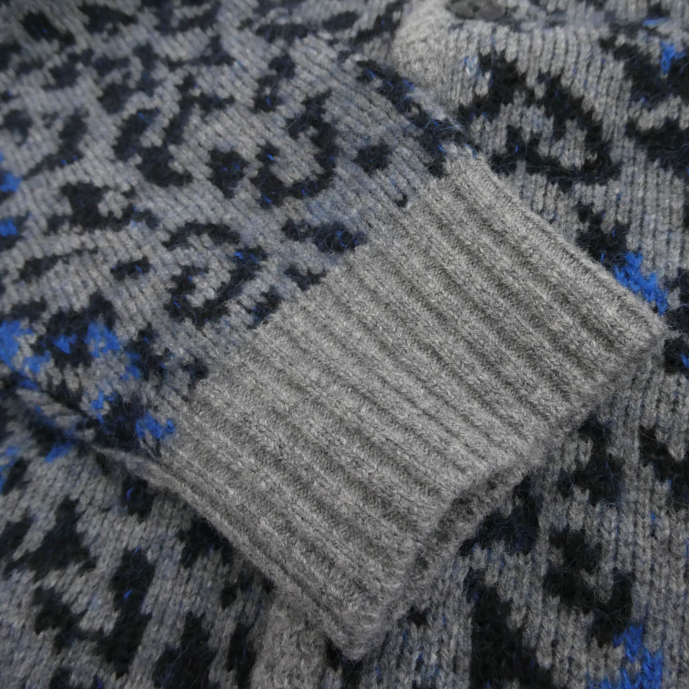 WACKO MARIA ワコマリア 25AW 25FW-WMK-KN08 LEOPARD MOHAIR JACQUARD KNIT CARDIGAN レオパード モヘア ニット カーディガン グレー系 XL【美品】【中古】