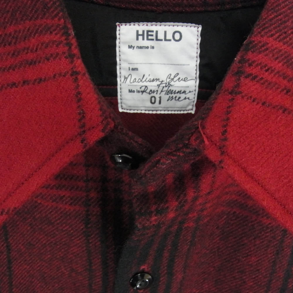 MADISON BLUE マディソンブルー 19AW MB194-5050RHM RonHerman ロンハーマン別注 長袖 ウール チェック ネル シャツ レッド系 S【中古】