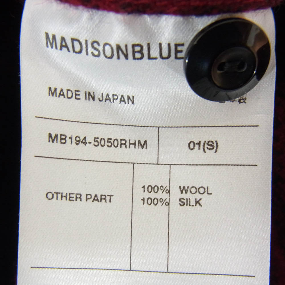 MADISON BLUE マディソンブルー 19AW MB194-5050RHM RonHerman ロンハーマン別注 長袖 ウール チェック ネル シャツ レッド系 S【中古】