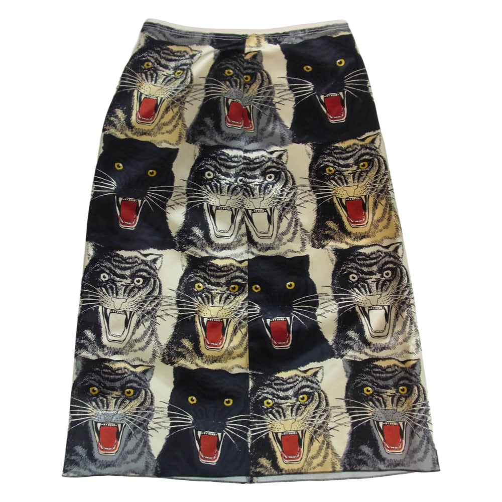 GUCCI グッチ 476650 ZZJX05 ミケーレ期 タイガープリント 総柄 シルク スカート マルチカラー系 48【中古】