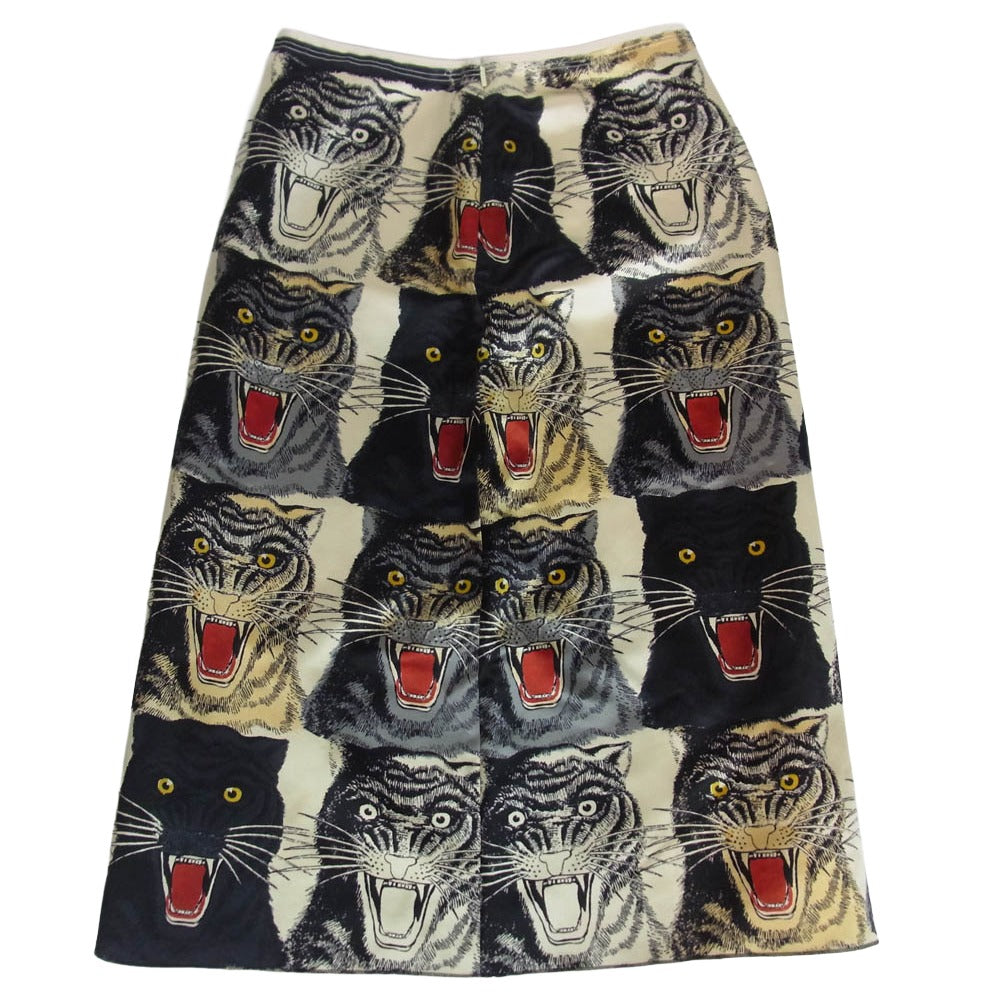 GUCCI グッチ 476650 ZZJX05 ミケーレ期 タイガープリント 総柄 シルク スカート マルチカラー系 48【中古】
