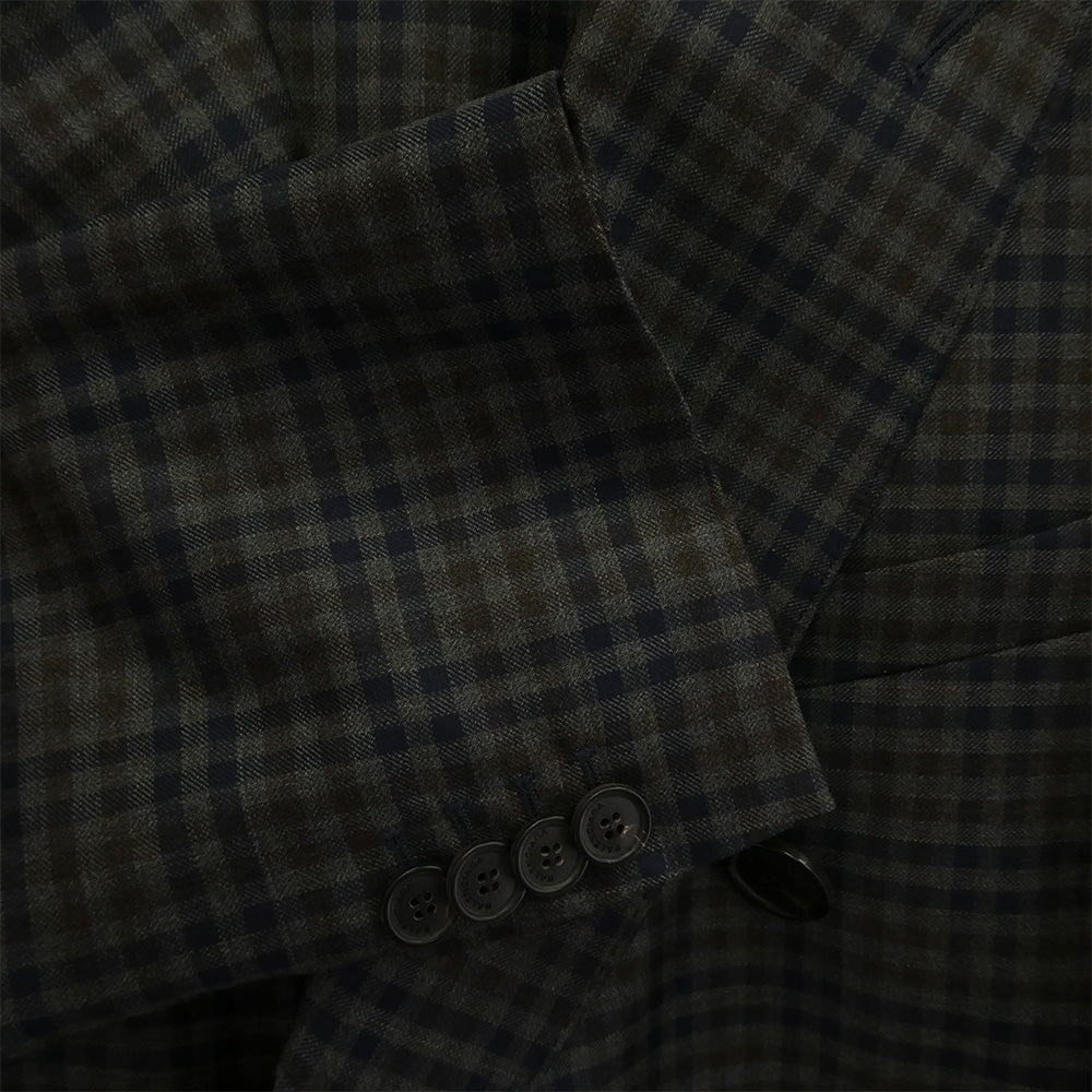 BALENCIAGA バレンシアガ 17SS 470537 TVI22 チェック ピークドラペル ダブル ウール テーラード ジャケット グレー系 38【中古】