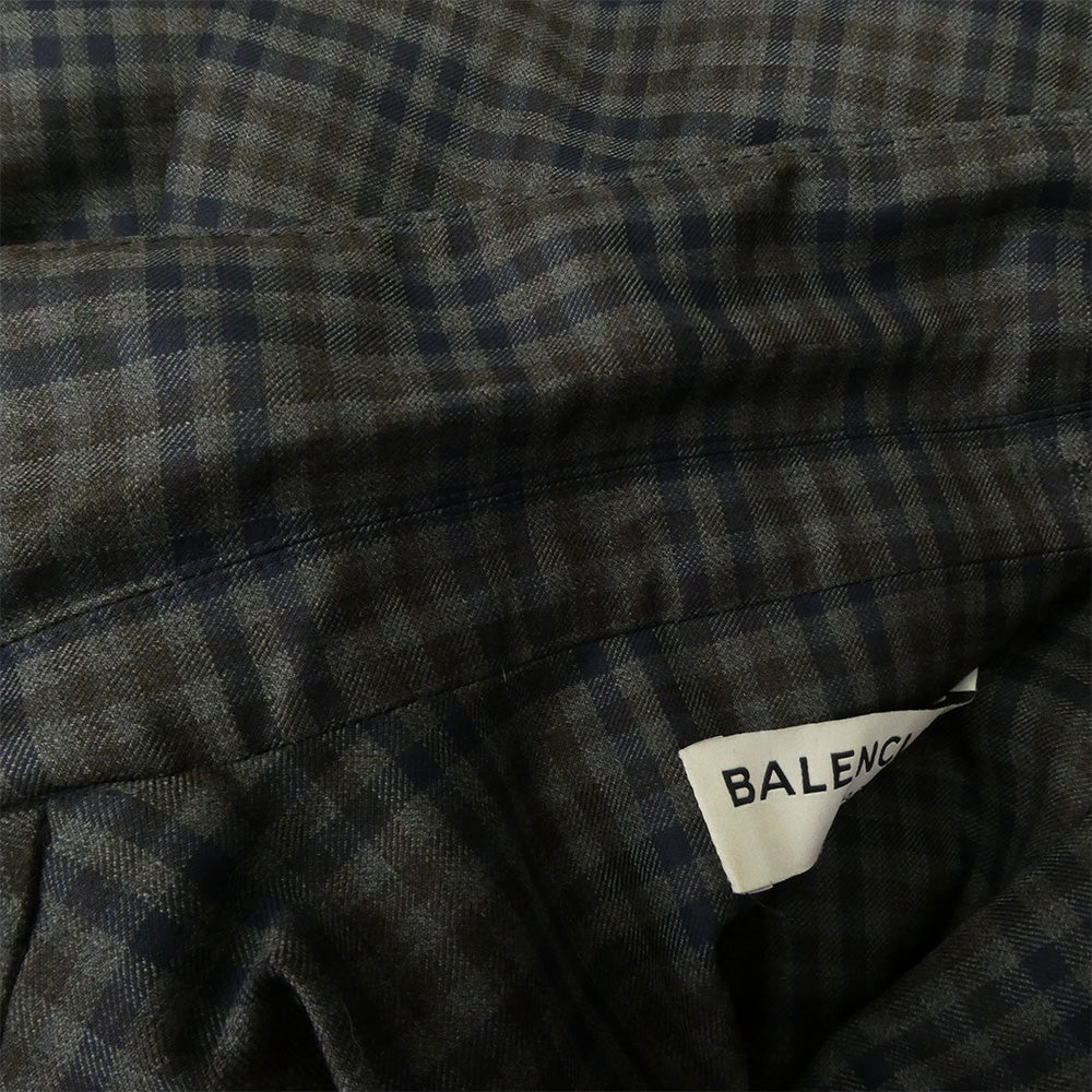 BALENCIAGA バレンシアガ 17SS 470537 TVI22 チェック ピークドラペル ダブル ウール テーラード ジャケット グレー系 38【中古】